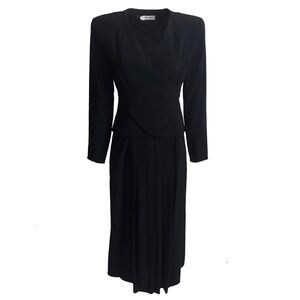 Giorgio Armani Le Collezioni Black Jacket Top & Skirt Suit Silk Blend Size US 10
